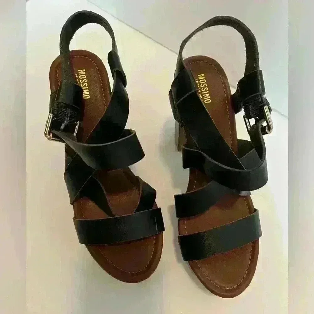 Mossimo Supply Caitlin Black Quarter Strap High Heel Sandals Shoes Size 8